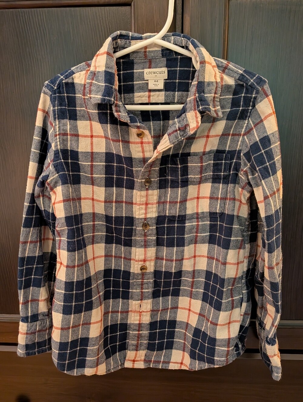 3/$21 Crewcuts Flannel Shirt Navy Cream Size 4-5